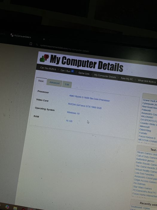 PC gaming 16gb ram 1060 3gb 500gb ssd + 250 gb ssd