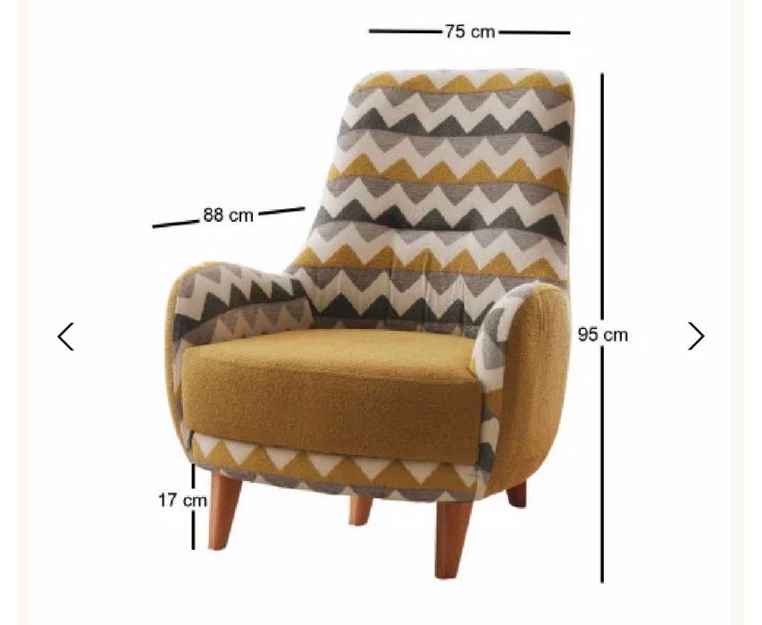 Fotoliu galben din textil Zikzak The Home Collection