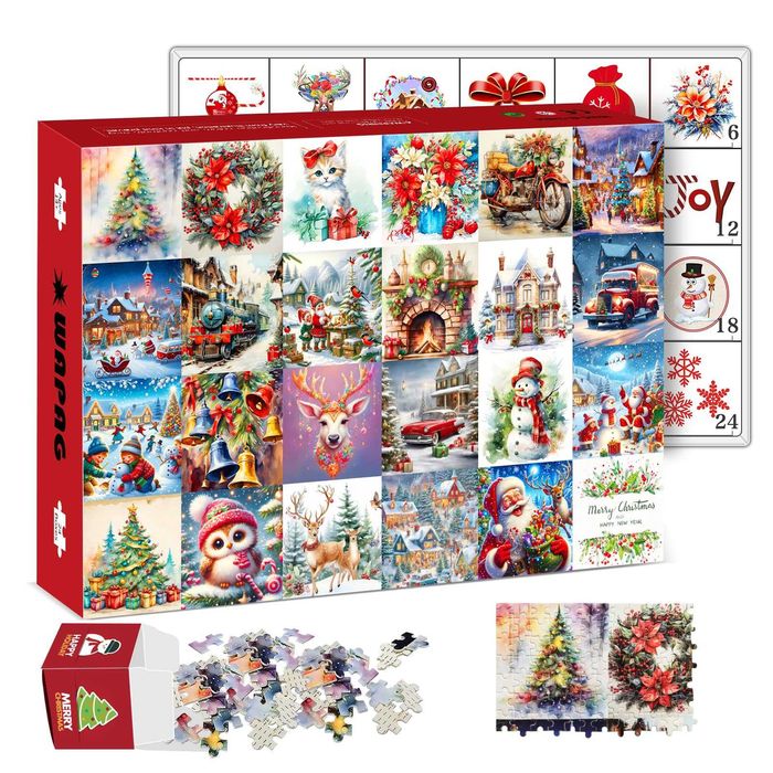 Пъзел с животни Дядо Коледа Коледен календар 1000 части - 11 вида