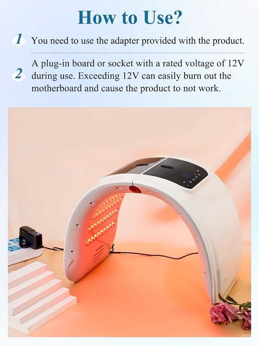Masca LED Terapie 7 Culori cu Functie Spray si Design Pliabil