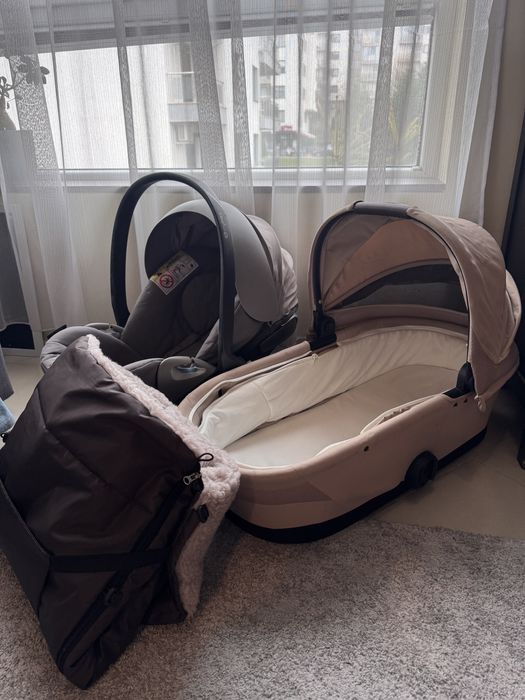 Cybex melio + кош + стол за кола + адаптери + зимен чувал