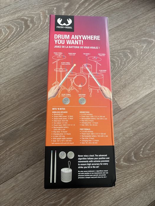 Set Tobe Electronice Aeriene Fresh 'n Rebel Air Drums cu Boxă Bluetooth și Pedale