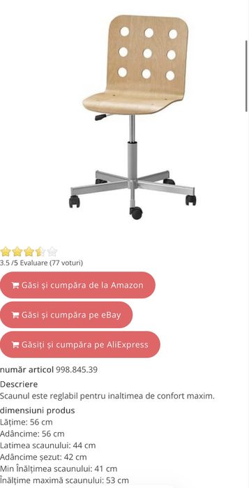 Scaun birou Jules Ikea