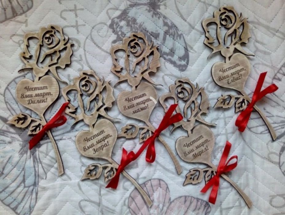 Подарък за  Осми март за учителка с имената, различни продукти