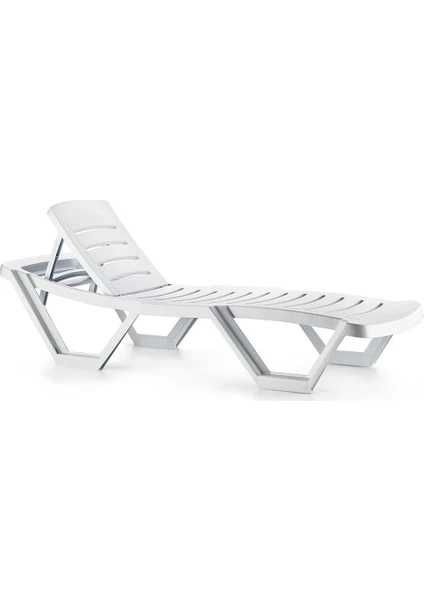 Sezlong de plaja alb rezistent