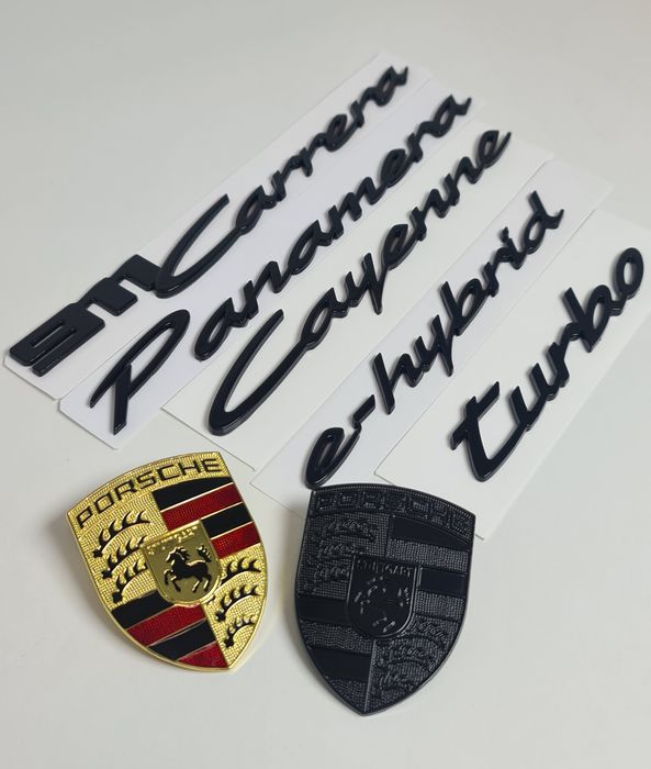 Emblema-Sigla-Logo-Porsche-Neagra-Cayenne-Panamera-911-Turbo-E-Hybrid