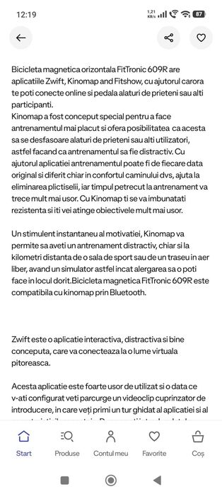 Bicicleta magnetica orizontala FitTronic