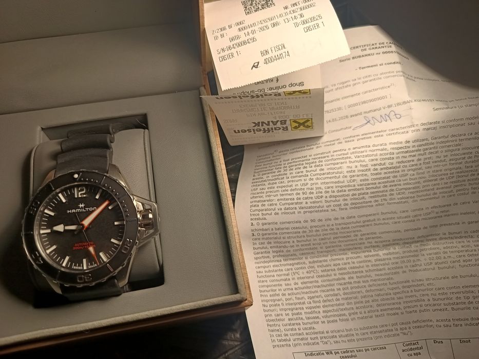 Ceas automatic Hamilton Khaki Navy Frogman, aproape nou, cumpărat anul acesta