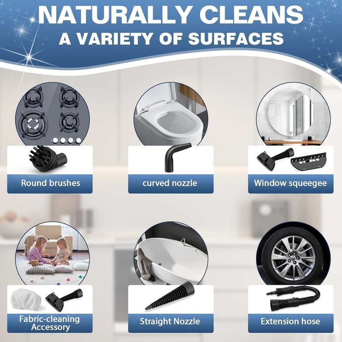 Aparat Curățat cu Aburi KOITAT 1050W - 10 Accesorii - Portabil