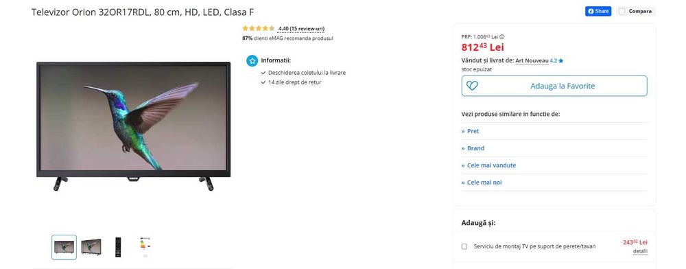 Televizor Orion 32OR17RDL, 80 cm, Televizor LED Samsung, 56cm,