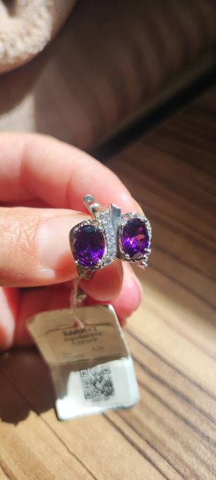 Серебряные сережки с цирконием