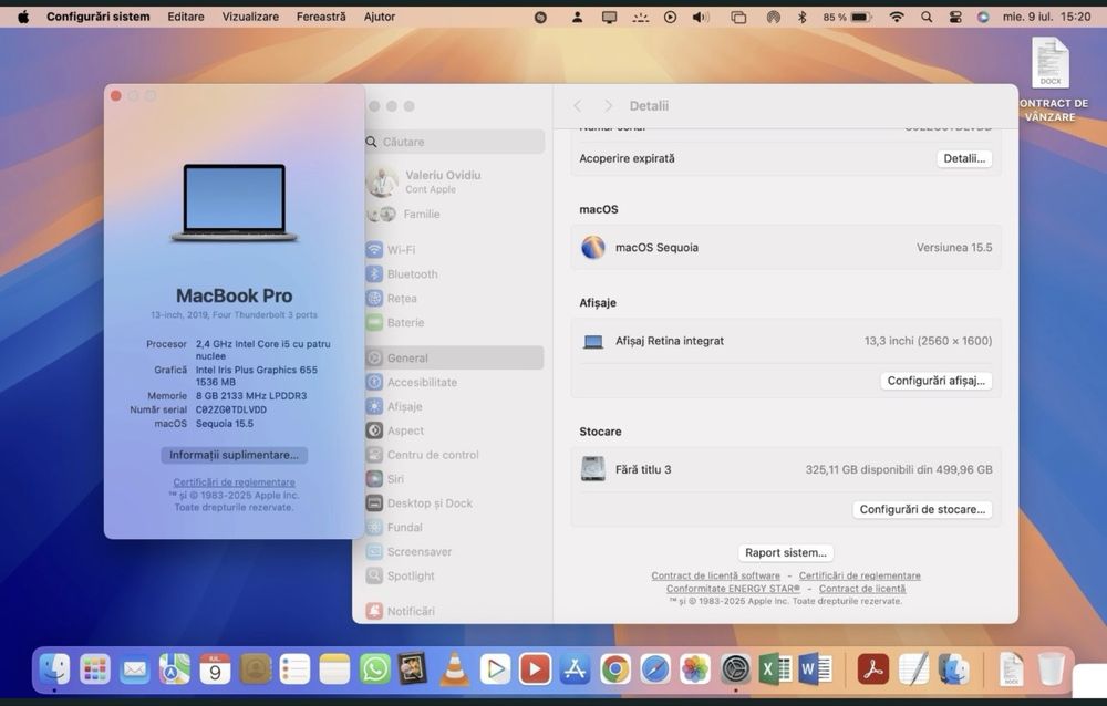 Laptop Macbook Pro 13 inch din 2019, cu 512 gb, touchbar și touch id