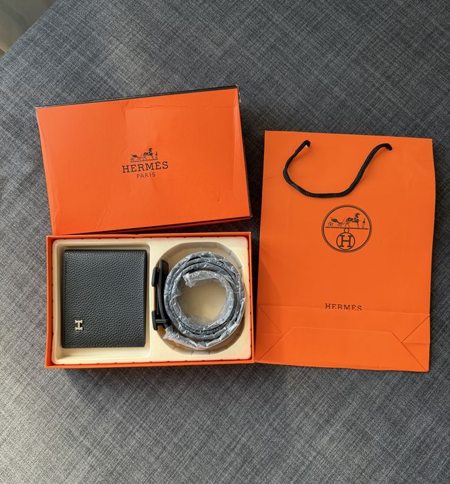 Комплект мъжки аксесоари Hermès – колан и портфейл