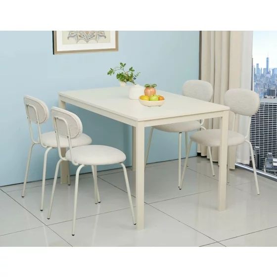 Scaun Jord, 49x45.5x78.5 h cm, Metal/Stofa, Crem