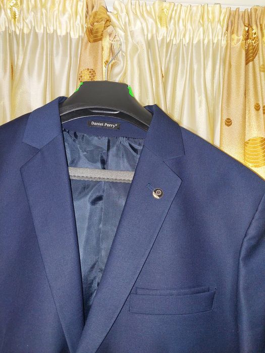 Costum de nunta sacou și pantaloni albastru Daniel Perry mărimea L