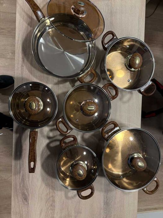 Комплект съдове за готвене от 12 части – Неръждаема стомана,