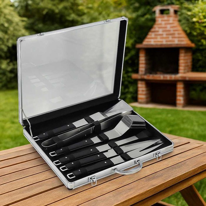 Комплект за барбекю 6в1–всичко необходимо за скарата+ръкавици.