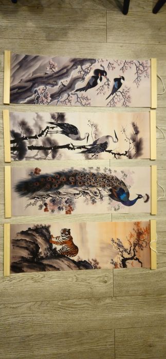 Vand 18 stampe asiatice din panza imprimata. Vezi cele 8 poze