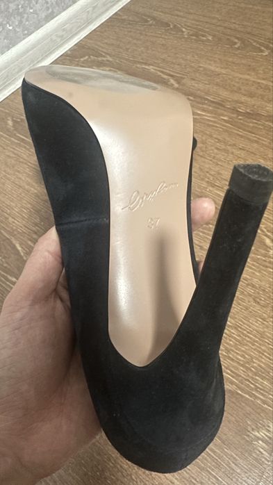 Туфли велюр темно-синие