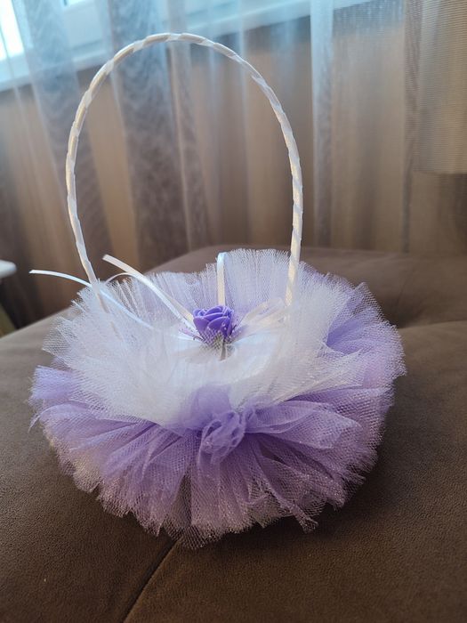 Сватбена кошница за късмети и поставка за пръстени