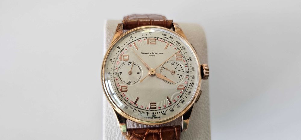 Baume & Mercier, vintage cronograf,  aur 18kt.