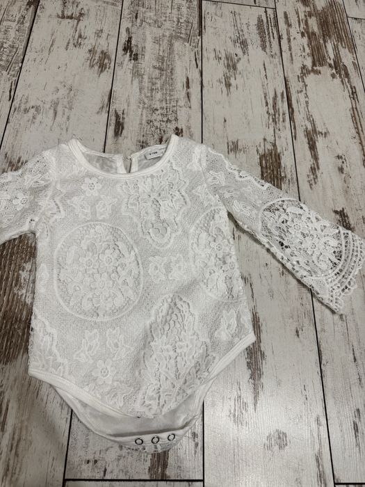 Детски Комплект дънки и дантелено боди