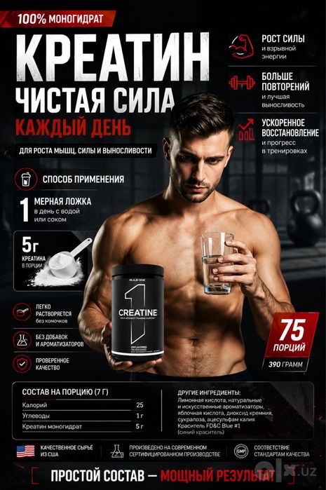 Rule One Creatine 390 g / Креатин моногидрат 75 порций