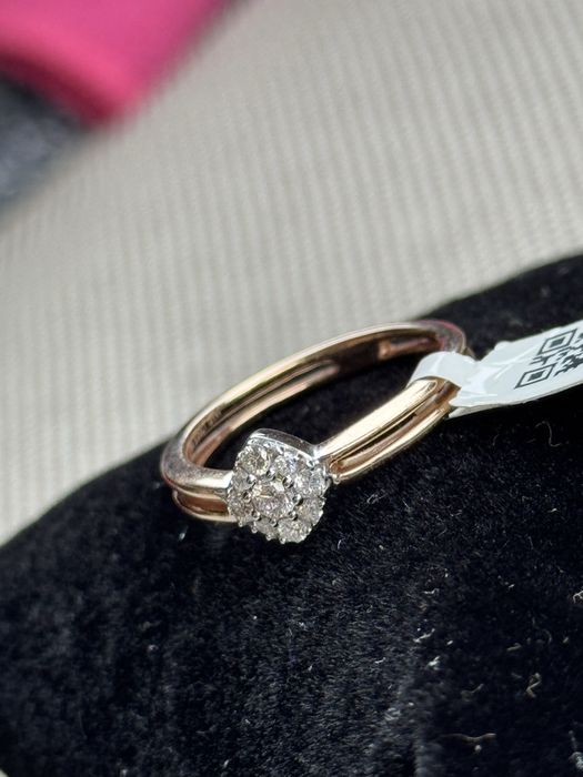 Inel aur roz 14kt 2.86gr + diamant natural 0.2kt wp1