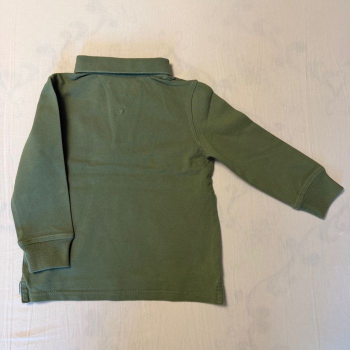 Bluză polo cu mânecă lungă, kaki, Tommy Hilfiger, 98 cm