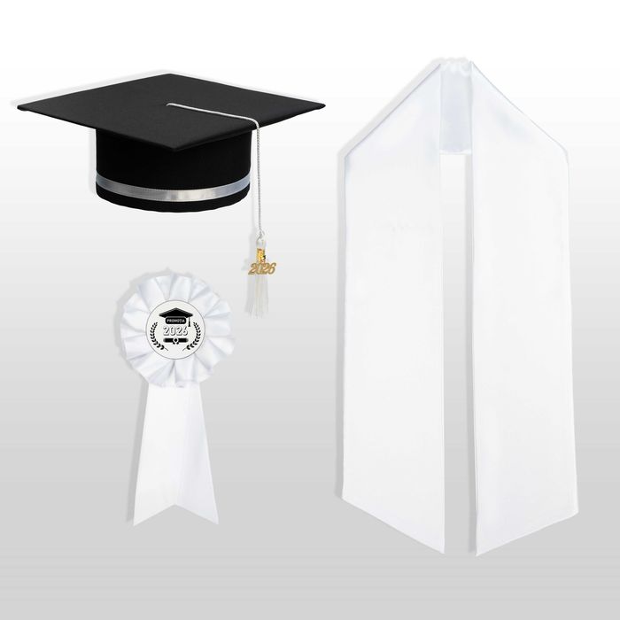 Toca, Esarfa si Cocarda, Set Nepersonalizat, Alb, Liceu, Facultate