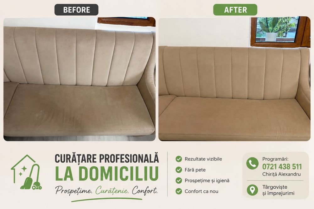 Curatare canapele/tapiterii la domiciliu