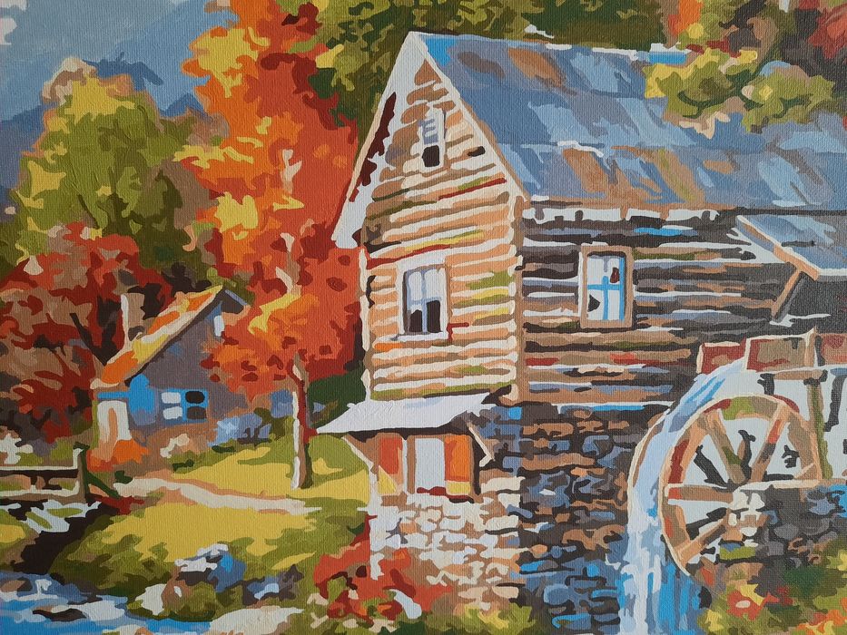 Ръчно рисувана картина по номера- "СТАРАТА ВОДЕНИЦА"