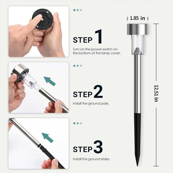 Нови Соларни LED Лампи за Градина и Пътека 8ч Светене 6 броя Комплект