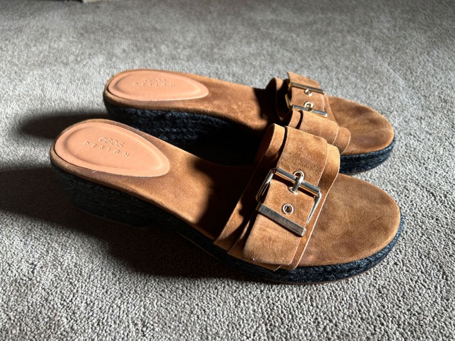 Saboti slides asos suede cu curea