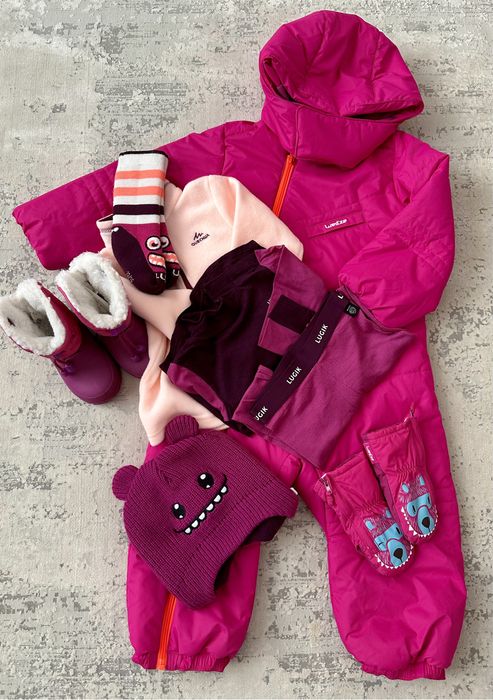 Set complet ski copii-combinezon,first layer lana merinos,manusi,cizme