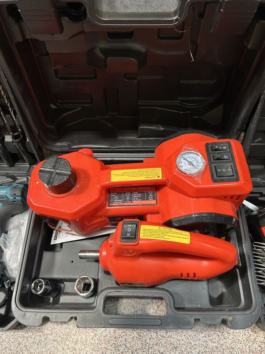 Cric electric hidraulic 5 tone cu compresor + cheie impact auto 12 V Kit complet