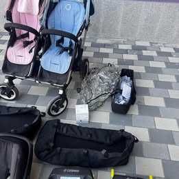 bugaboo donkey за близнаци – пълен комплект + maxi-cosi + isofix
