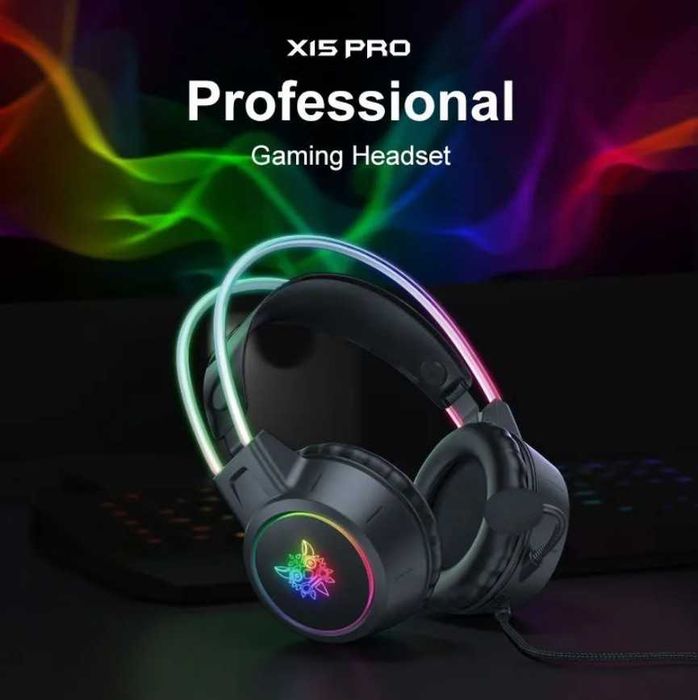 Новые Классные игровые RGB наушники X15 Pro [розовые | чёрные]