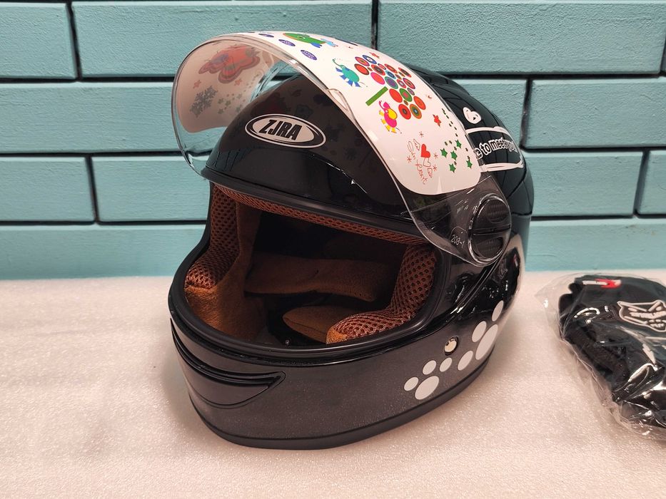 ZJRA Детска каска за мотор, полукаска, лека, черна, 3 цвята