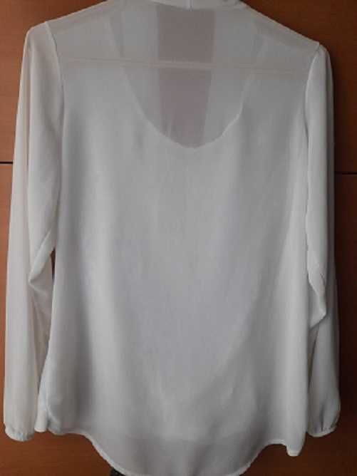 Bluza eleganta din voal alb cu top din paiete argintii, marimea L