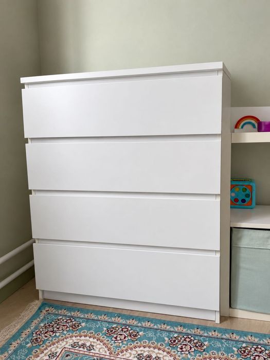 IKEA  МАЛЬМ Комод с 4 ящиками, белый, 80x100 см