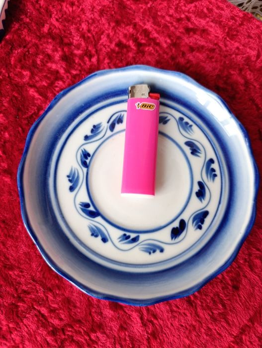 Гжель СССР самовар и тарелочка