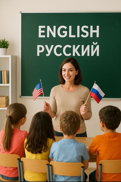 Английский и русский язык в одном курсе.