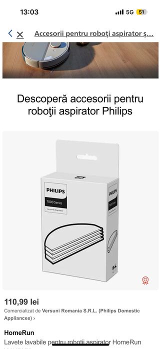 Accesorii aspirator robot philips Homerun seria 7000