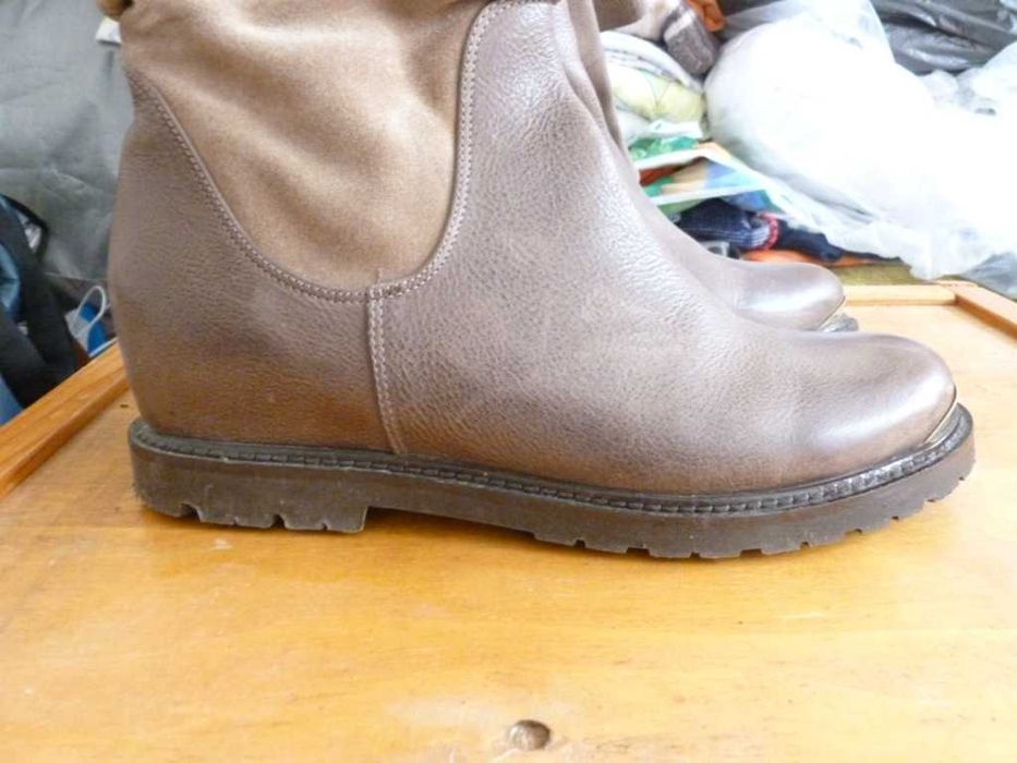 Ботуши от естествена кожа със скрита платформа