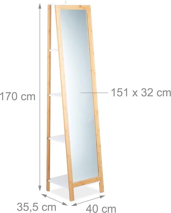 Стоящо огледало с рафтове