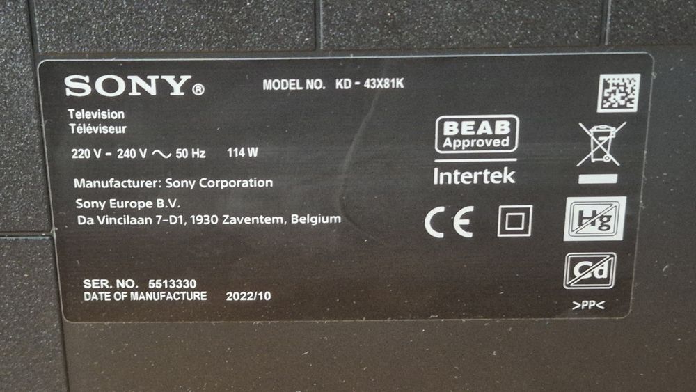 Sony KD-43X81K Google TV, Android, 4K, UltraHD, Smart, WiFi, LED