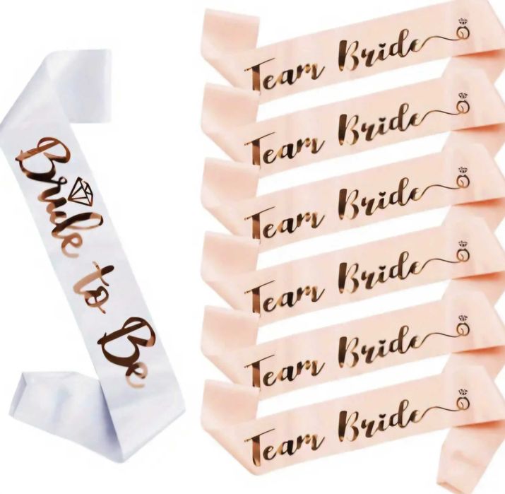 Сатенени ленти за моминско парти Bride to be Team Bride