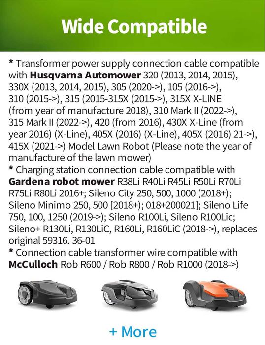 Adaptor de alimentare Lonnky 28V 1.3A pentru Husqvarna Automower  Gardena 2016+, Sileno 2018+, mașină de tuns iarba McCulloch Rob R600,