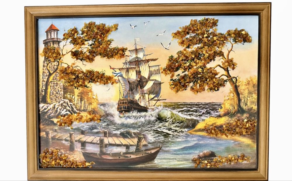 Картина с натуральным янтарём